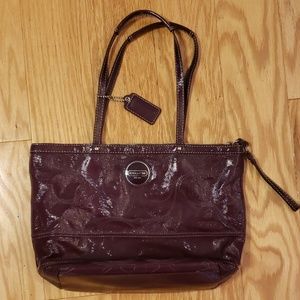 Coach Purple Signature Leather Tote Bag